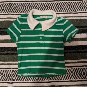 Jolie n Joy cropped collar striped polo